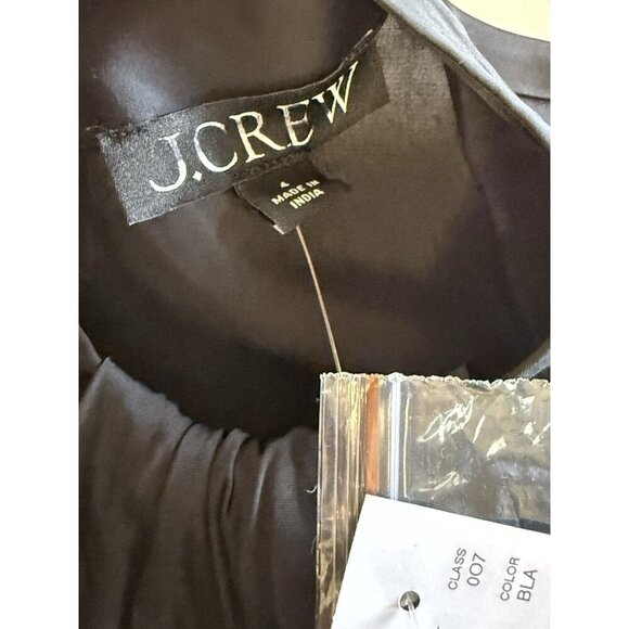 J Crew Womens Satin Drape Top~Size 4~Black Classic Long Sleeve Formal Blouse New - Picture 10 of 12